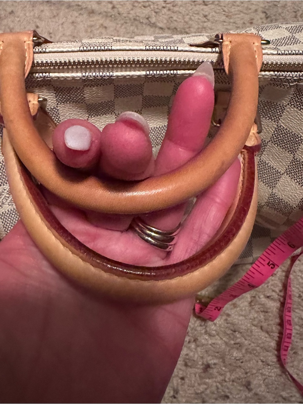 Louis Vuitton Damier Azur Speedy Satchel in Cream and Light Blue - Picture 9 of 10